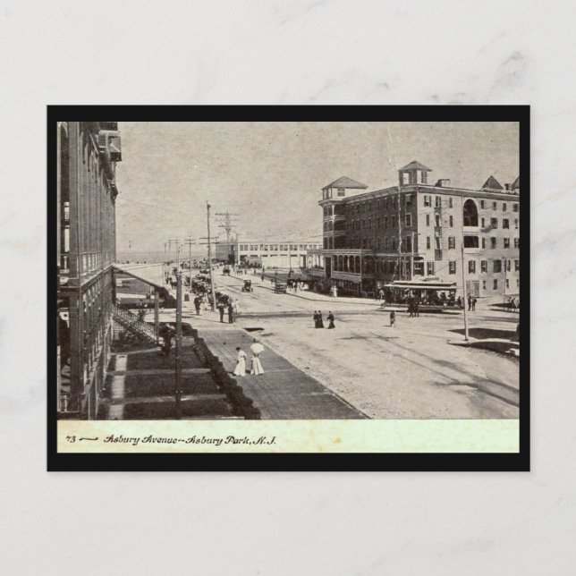 Asbury Ave., Asbury Park NJ Vintage Postcard (Front)