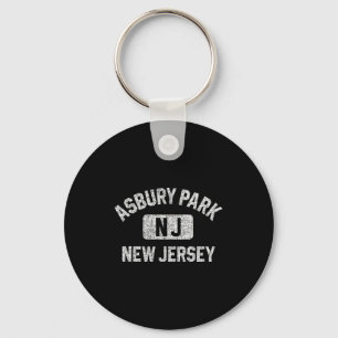 Asbury Park New Jersey Gym Style Distressed White  Keychain