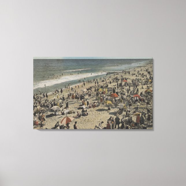 Asbury Park, NJ - Bathing Scene from Boardwalk Canvas Print (Front)