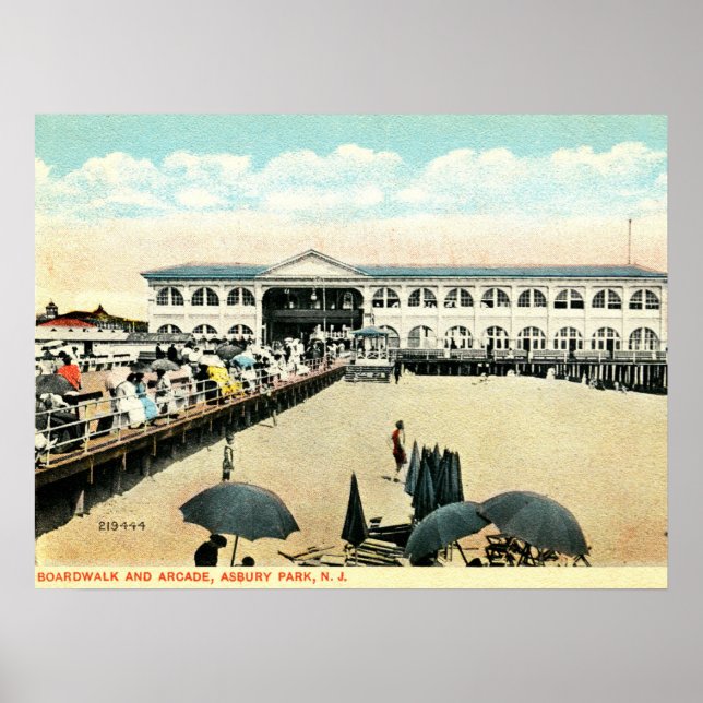 Asbury Park NJ, Boardwalk, Arcade, Vintage Poster (Front)