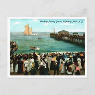 Asbury Park NJ Watching the Yachts 1906 Vintage Postcard