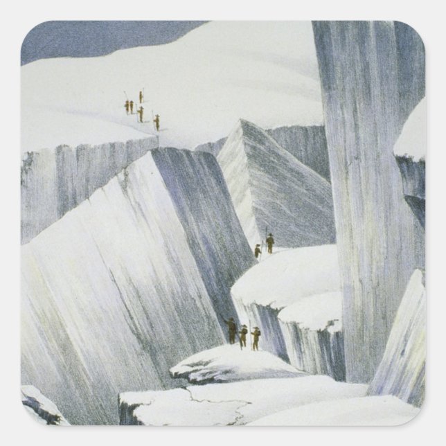 Ascending a Cliff, from 'A Narrative of an Ascent Square Sticker (Front)