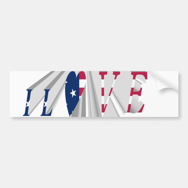 Ascending Patriotism: I Love USA Perspective Art Bumper Sticker (Front)
