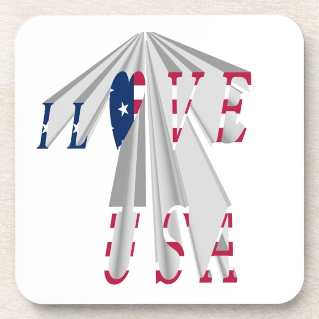 Ascending Patriotism: I Love USA Perspective Art Coaster (Front)