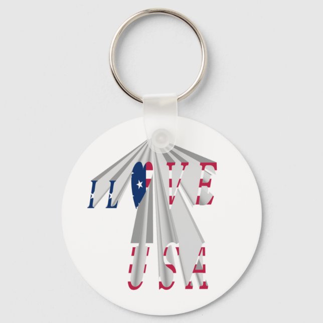 Ascending Patriotism: I Love USA Perspective Art Keychain (Front)