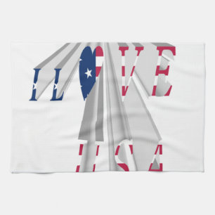 Ascending Patriotism: I Love USA Perspective Art Kitchen Towel