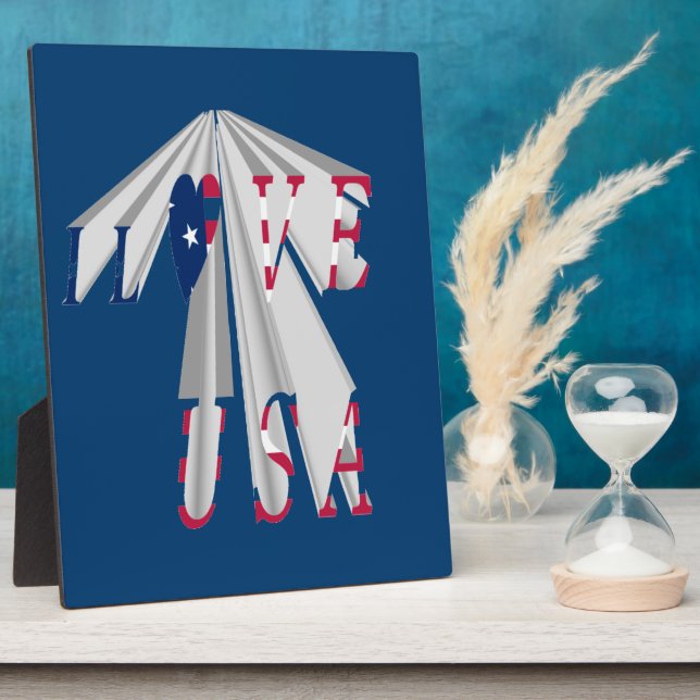 Ascending Patriotism: I Love USA Perspective Art Plaque (Side)