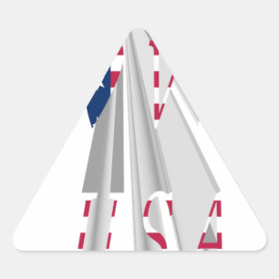 Ascending Patriotism: I Love USA Perspective Art Triangle Sticker