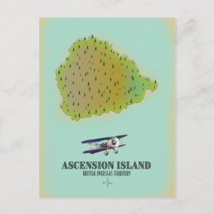 Ascension island british overseas territory map postcard