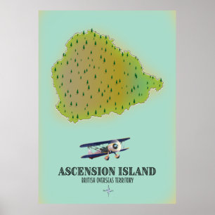 Ascension island british overseas territory map poster