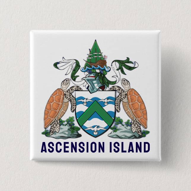 Ascension Island coat of arms 2 Inch Square Button (Front)