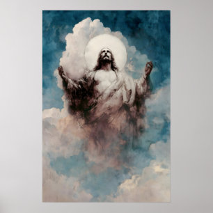 Ascension Of Jesus Christ Watercolor Bible Scene Poster