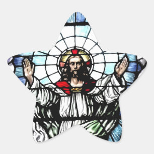 Ascension of Jesus stained glass window Star Sticker