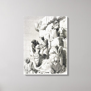 Ascent of the Great Pyramid, 19th century Canvas Print