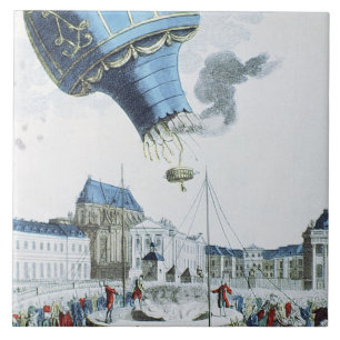 Ascent of the Montgolfier brothers hot-air balloon Tile