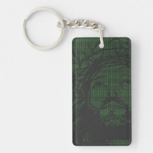 ASCII Art Jesus Crown Of Thorns John 19:30 Keychain