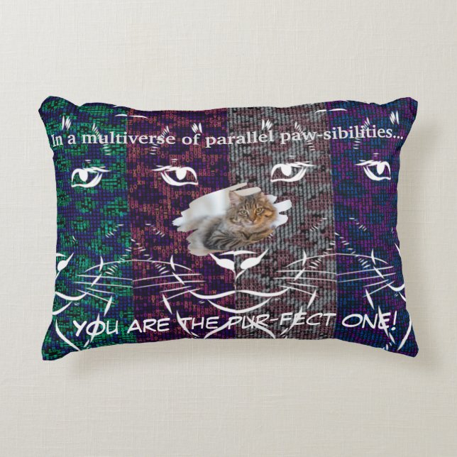 Ascii multi-coloured pixelated cats accent pillow (Front)