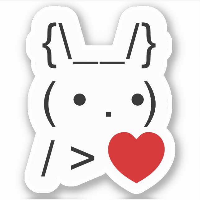 ASCII Text Art Bunny Rabbit Give Heart (Front)