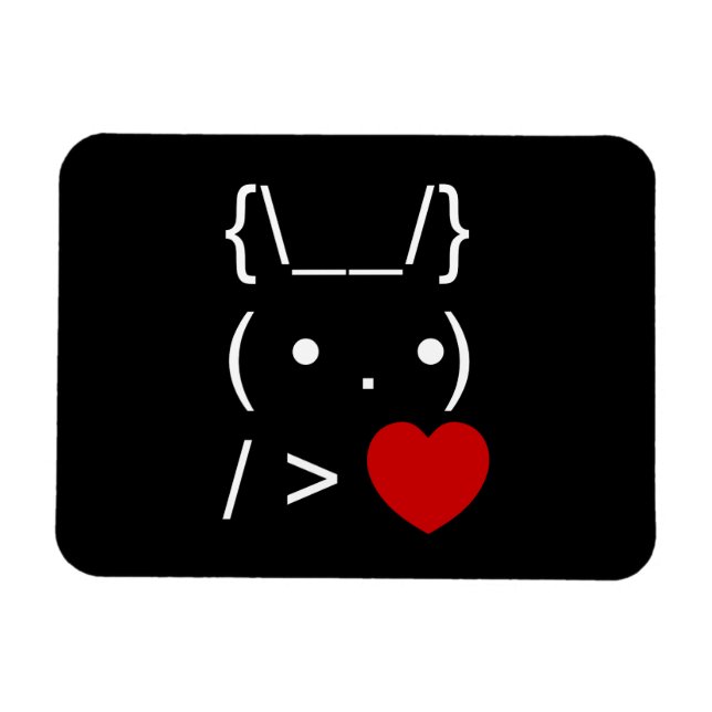 ASCII Text Art Bunny Rabbit Give Heart Magnet (Horizontal)