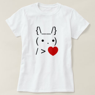 ASCII Text Art Bunny Rabbit Give Heart T-Shirt