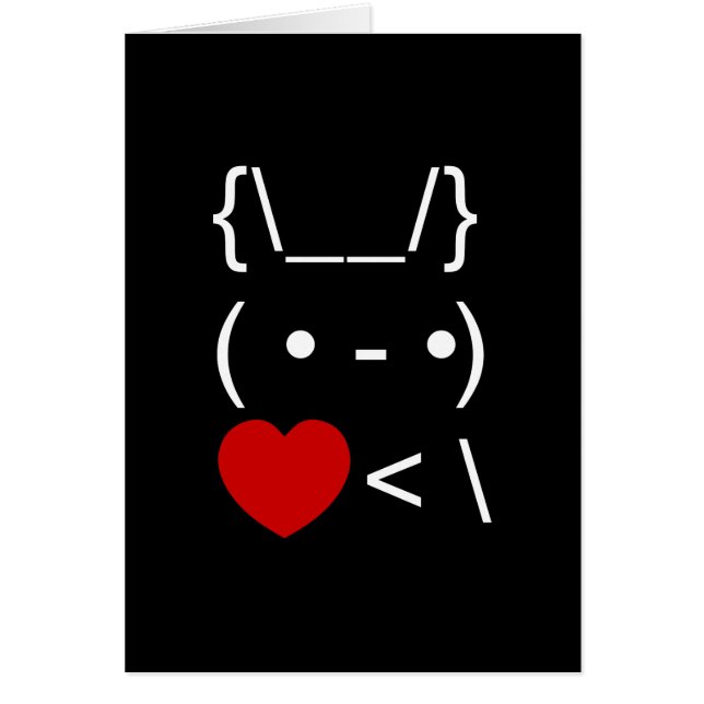 ASCII Text Art Bunny Rabbit Take Heart Back Card (Front)