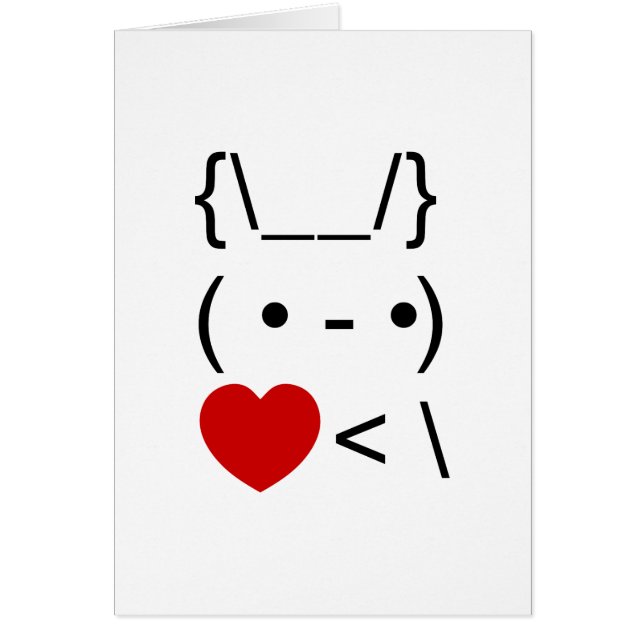 ASCII Text Art Bunny Rabbit Take Heart Back Card (Front)