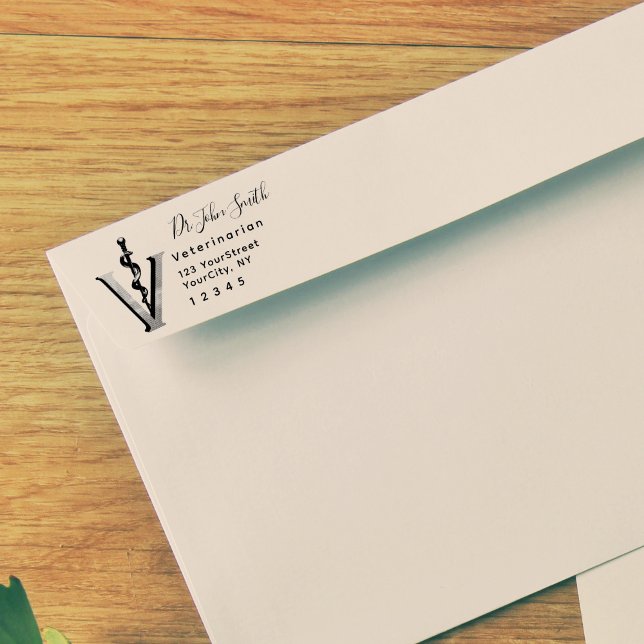 Asclepius Veterinary Modern Script Return Address Self-inking Stamp (Creator Uploaded)