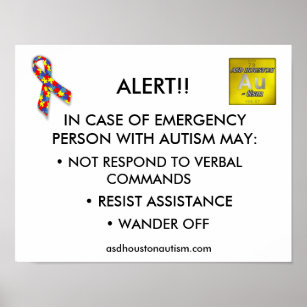 ASD Houston Autism "ALERT" Poster