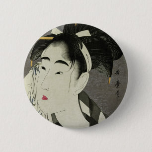 Ase o fuku onna 2 inch round button
