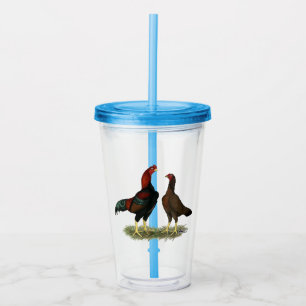 Aseel Black Red Chickens Acrylic Tumbler