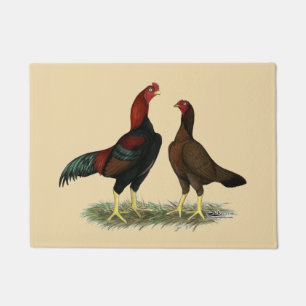Aseel Black Red Chickens Doormat