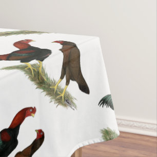 Aseel Black Red Chickens Tablecloth