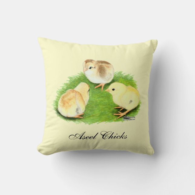 Aseel Wheaten Chicks Throw Pillow (Front)