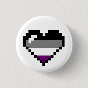 Asexual 8-Bit Retro Pride Heart 1 Inch Round Button
