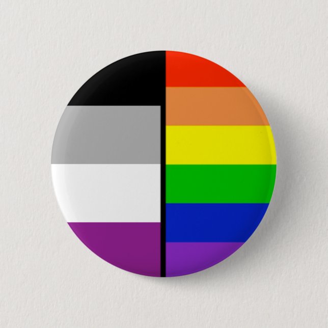 Asexual and Rainbow Flags Badge 2 Inch Round Button (Front)