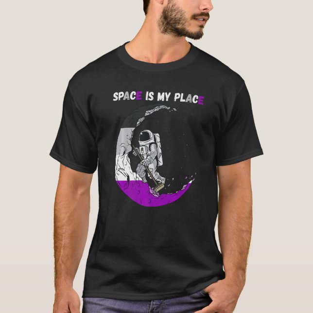 Asexual Astronaut Moon Cleaning Asexuality Space I T-Shirt (Front)