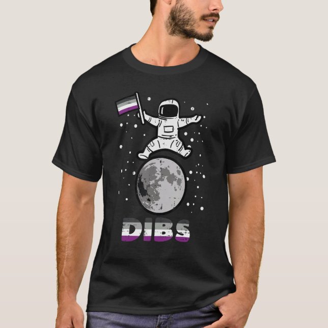 Asexual Astronaut On Moon Dibs Ace Pride Flag Lgbt T-Shirt (Front)