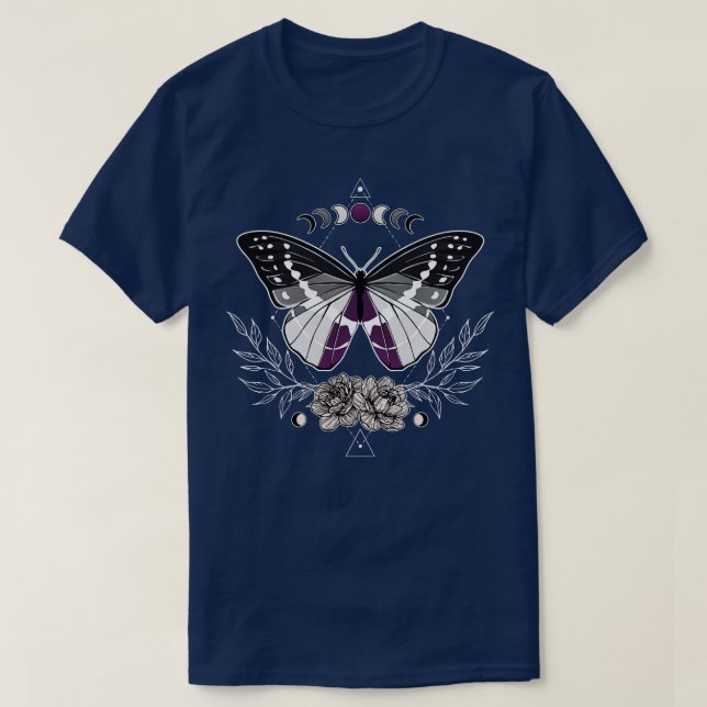 Asexual Butterfly LGBT Pride Flag T-Shirt (Design Front)