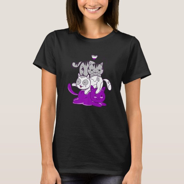 Asexual Cats Asexuality Lgbqa Asexual Flag Ace Ase T-Shirt (Front)