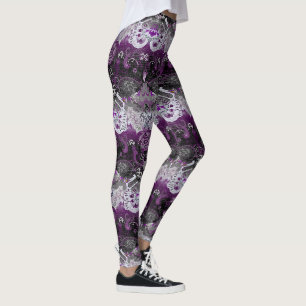 Asexual Dragon Damask - Ace Pride Flag Colours Leggings