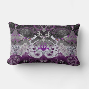 Asexual Dragon Damask - Ace Pride Flag Colours Lumbar Pillow