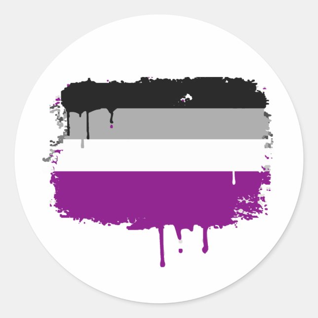 ASEXUAL FLAG DRIPPING CLASSIC ROUND STICKER (Front)