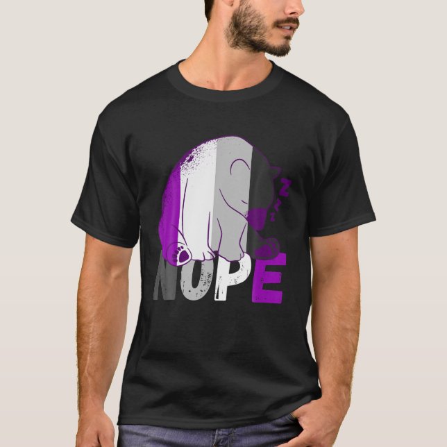 Asexual Flag Nope Speeping Bear Ace Asexual LGBQA T-Shirt (Front)
