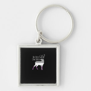 Asexual Flag Oh Deer Queer Pride Funny LGBT Design Keychain