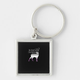 Asexual Flag Oh Deer Queer Pride Funny LGBT Design Keychain