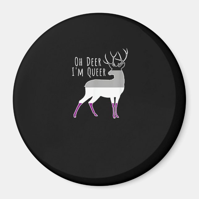 Asexual Flag Oh Deer Queer Pride Funny LGBT Design Magnet (Front)