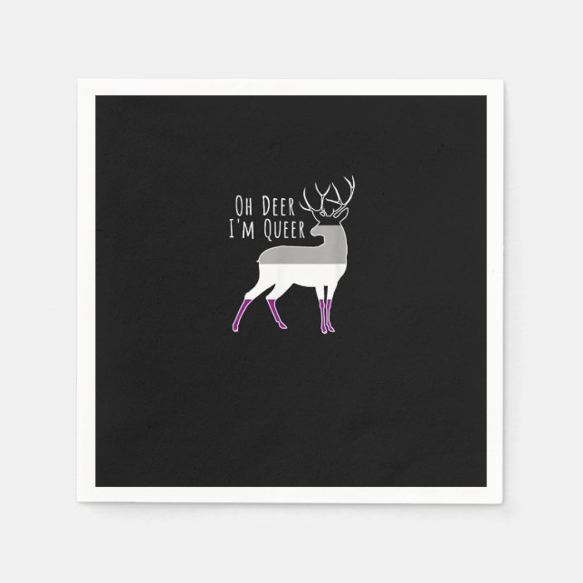Asexual Flag Oh Deer Queer Pride Funny LGBT Design Napkin (Front)