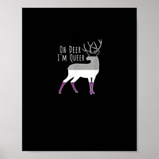 Asexual Flag Oh Deer Queer Pride Funny LGBT Design Poster