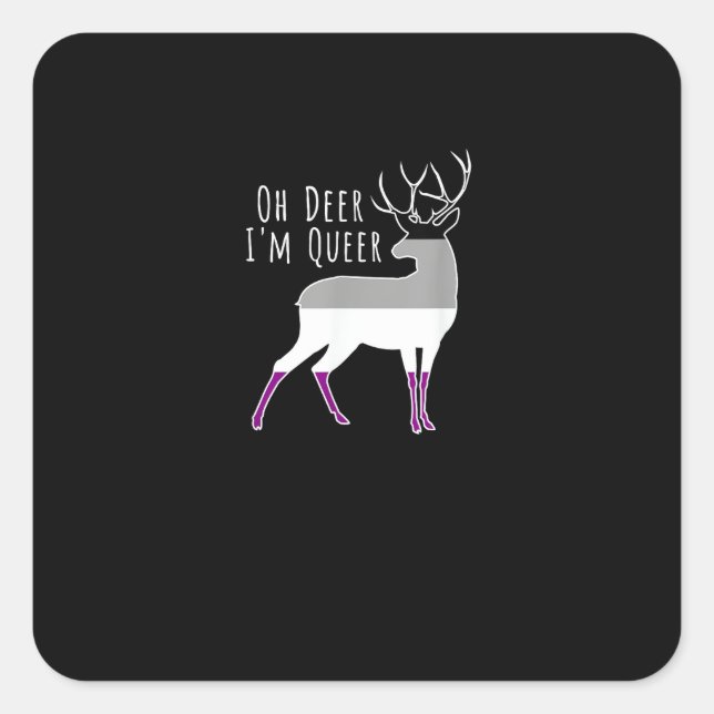 Asexual Flag Oh Deer Queer Pride Funny LGBT Design Square Sticker (Front)