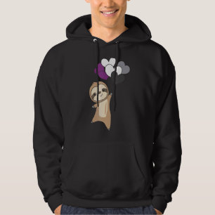 Asexual Flag Pride Lgbtq Balloon Hearts Sloth Hoodie